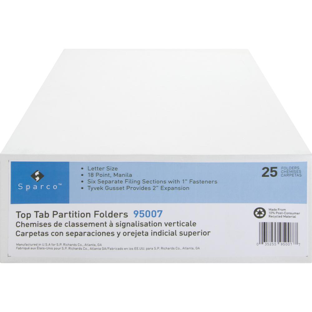 Business Source Letter Recycled Classification Folder - 8 1/2" x 11" - 2" Expansion - 1" Fastener Capacity, 2" Fastener Capacity - 2 Divider(s) - 10% Recycled - 25 / Box. Picture 2