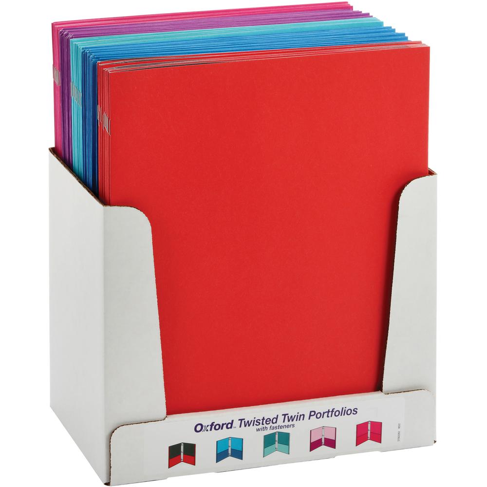 Oxford Letter Recycled Pocket Folder with Fastener - 8 1/2" x 11" - 100 Sheet Capacity - 2 Pocket(s) - Assorted - 10% Recycled - 50 / Box. Picture 2