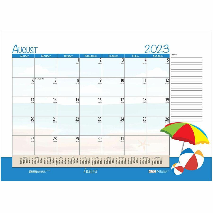 House of Doolittle Seasonal Holiday Academic Desk Pad - Academic - Julian Dates - Monthly - 12 Month - July 2023 - June 2024 - 1 Month Single Page Layout - Desk Pad - Black - Leatherette - 17" Height . Picture 17