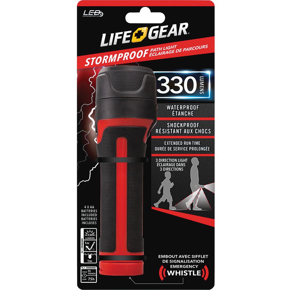 Life+Gear Stormproof Path Light - 150 lm Lumen - 4 x AA - Battery, USB - Water Proof, Impact Resistant, Weather Resistant, Slip Resistant - Black, Red - 1 Each. Picture 2