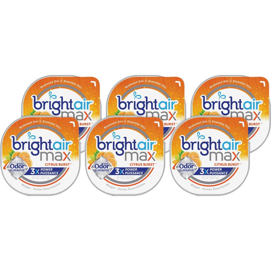 Bright Air Max Scented Gel Odor Eliminator - Gel - 8 oz - Citrus - 6 / Carton - Odor Neutralizer, Phthalate-free, Paraben-free, BHT Free, Bio-based, Formaldehyde-free, NPE-free. Picture 3