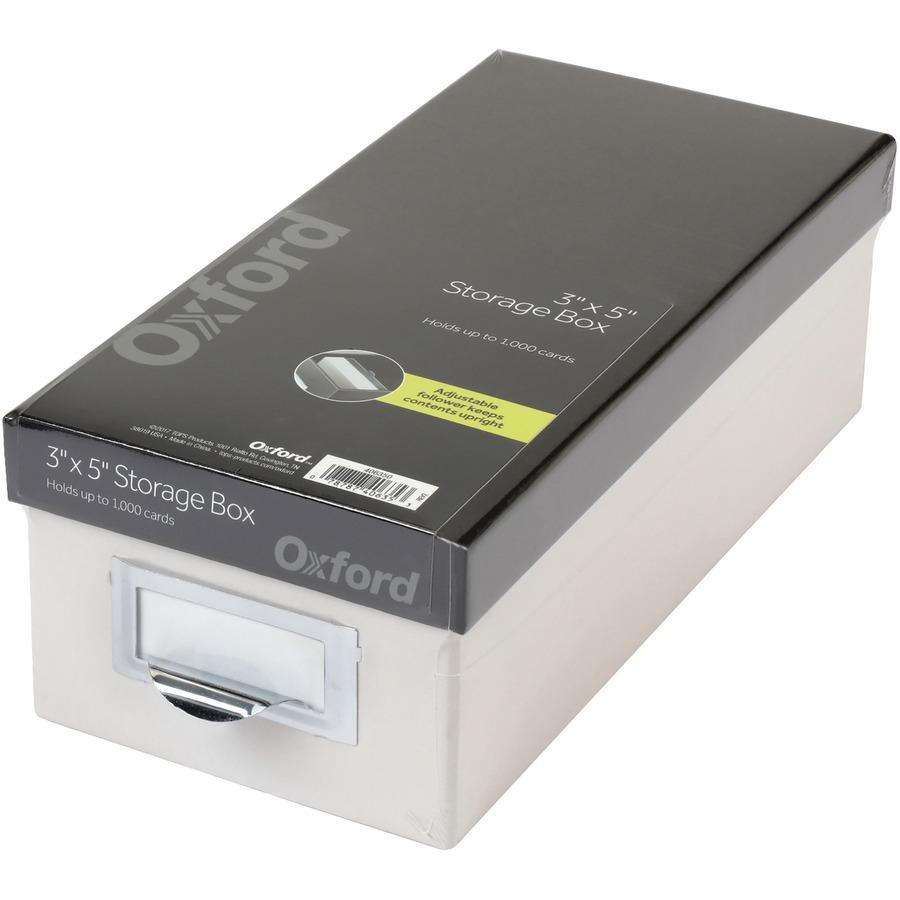 Oxford 3x5 Index Card Storage Box - External Dimensions: 11.5" Length x 5.5" Width x 3.9" Height - Media Size Supported: 3" x 5" - 1000 x Index Card (3" x 5") - Black, Marble White - For Index Card, N. Picture 8