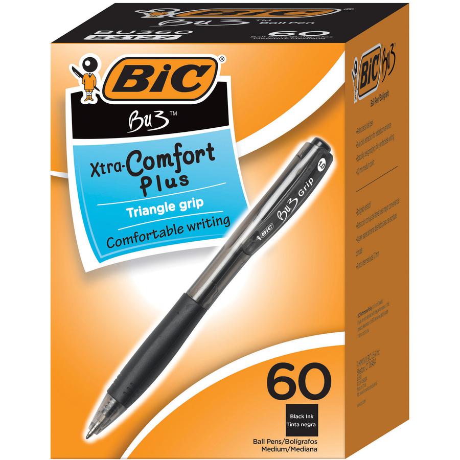 BIC BU3 Retractable Ballpoint Pen - Medium Pen Point - 1 mm Pen Point Size - Retractable - Black - 60 / Box. Picture 2