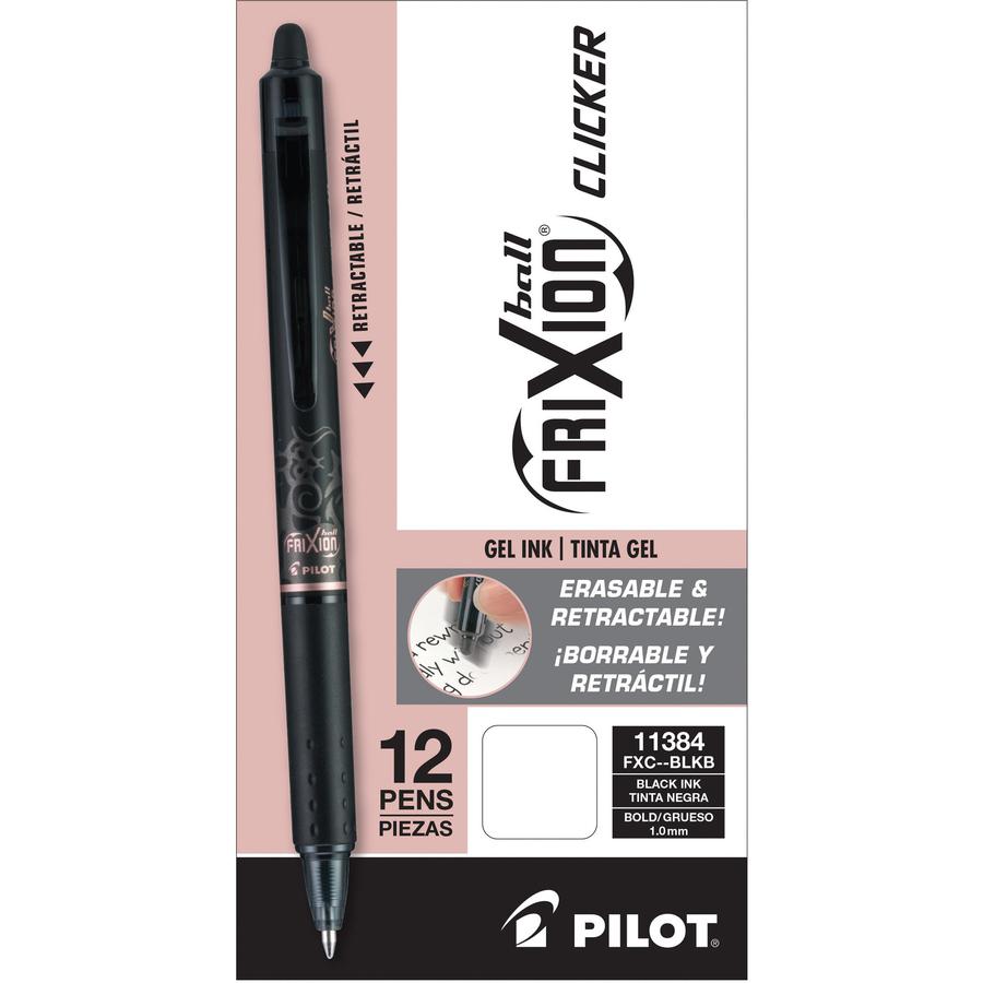 FriXion Ball Clicker 1.0mm Retract Gel Pen - Bold Pen Point - 1 mm Pen Point Size - Refillable - Retractable - Black Gel-based Ink - 1 Dozen. Picture 2