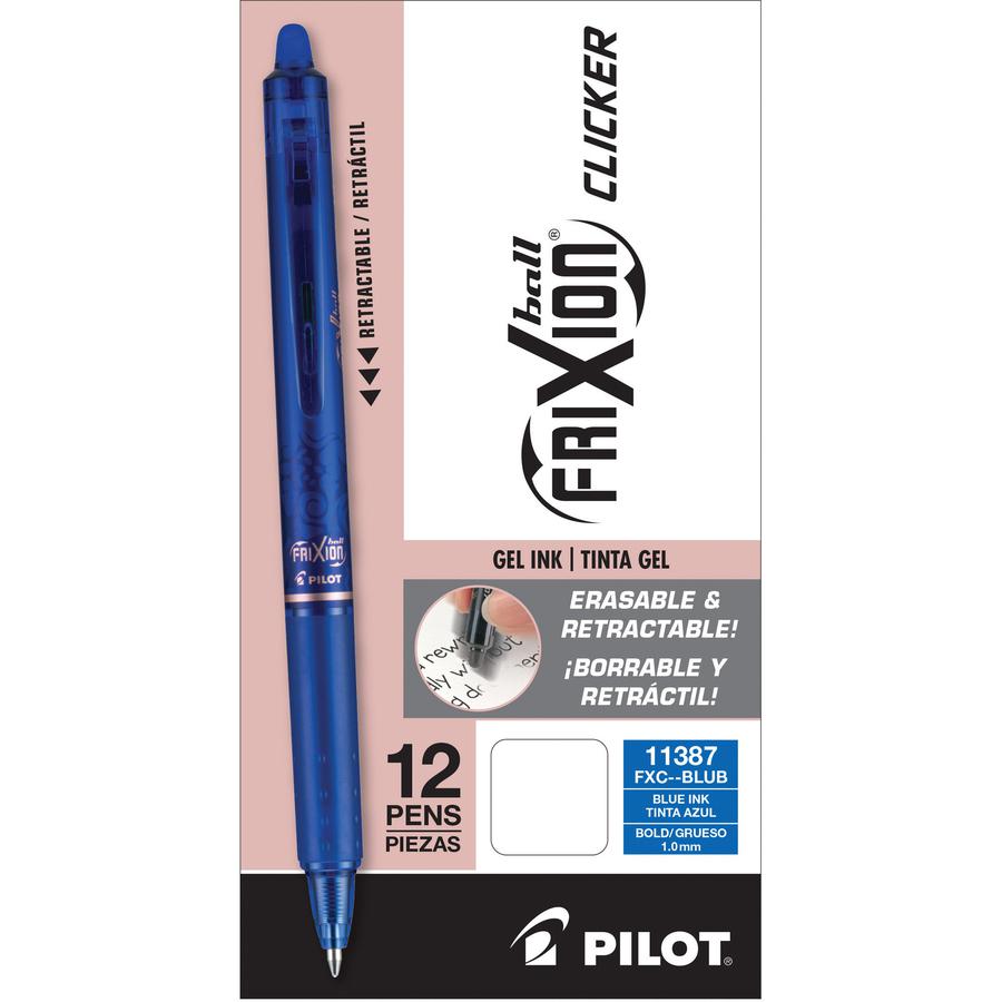 FriXion Ball Clicker 1.0mm Retract Gel Pen - Bold Pen Point - 1 mm Pen Point Size - Refillable - Retractable - Blue Gel-based Ink - 1 Dozen. Picture 3