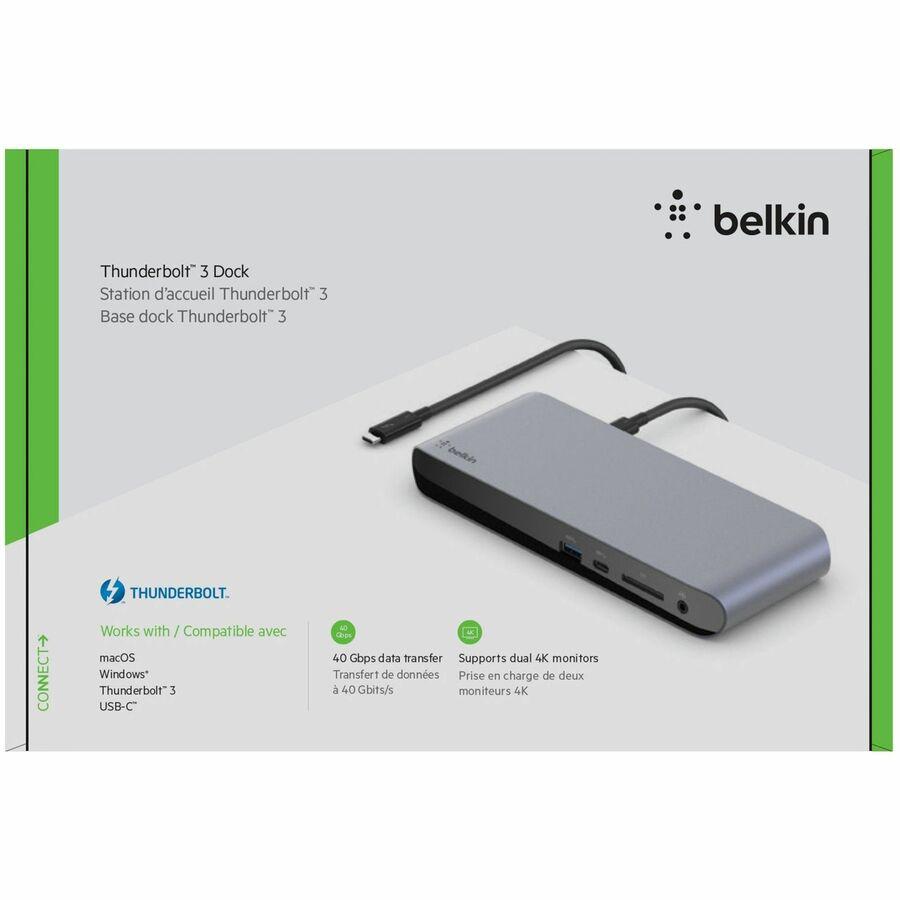 Belkin Thunderbolt 3 Dock Pro USB C Laptop Docking station MacOS & Windows, Dual 4K @60Hz - for Notebook - 170 W - Thunderbolt 3 - 6 x USB Ports - 4 x USB 3.0 - Network (RJ-45) - DisplayPort - Audio L. Picture 2