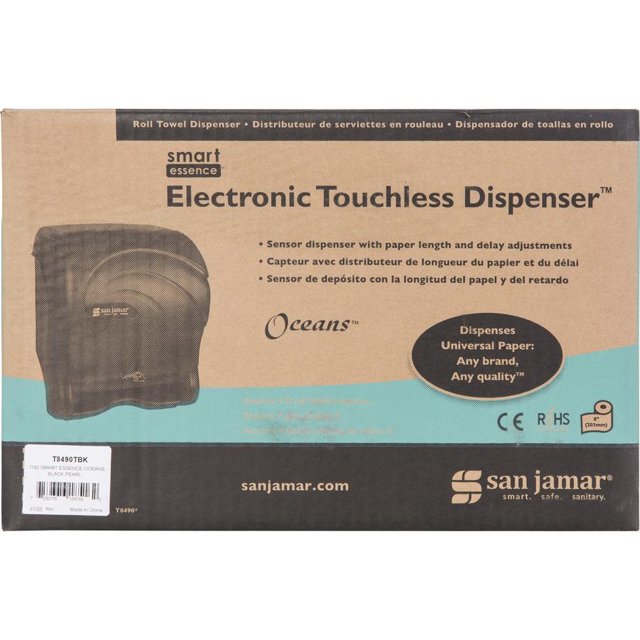 San Jamar Roll Towel Hands-free Dispenser - Roll, Touchless Dispenser - 1 x Roll - 14.4" Height x 11.7" Width x 9.1" Depth - Plastic - Black Pearl - Durable, Impact Resistant, Compact - 1 Each. Picture 2