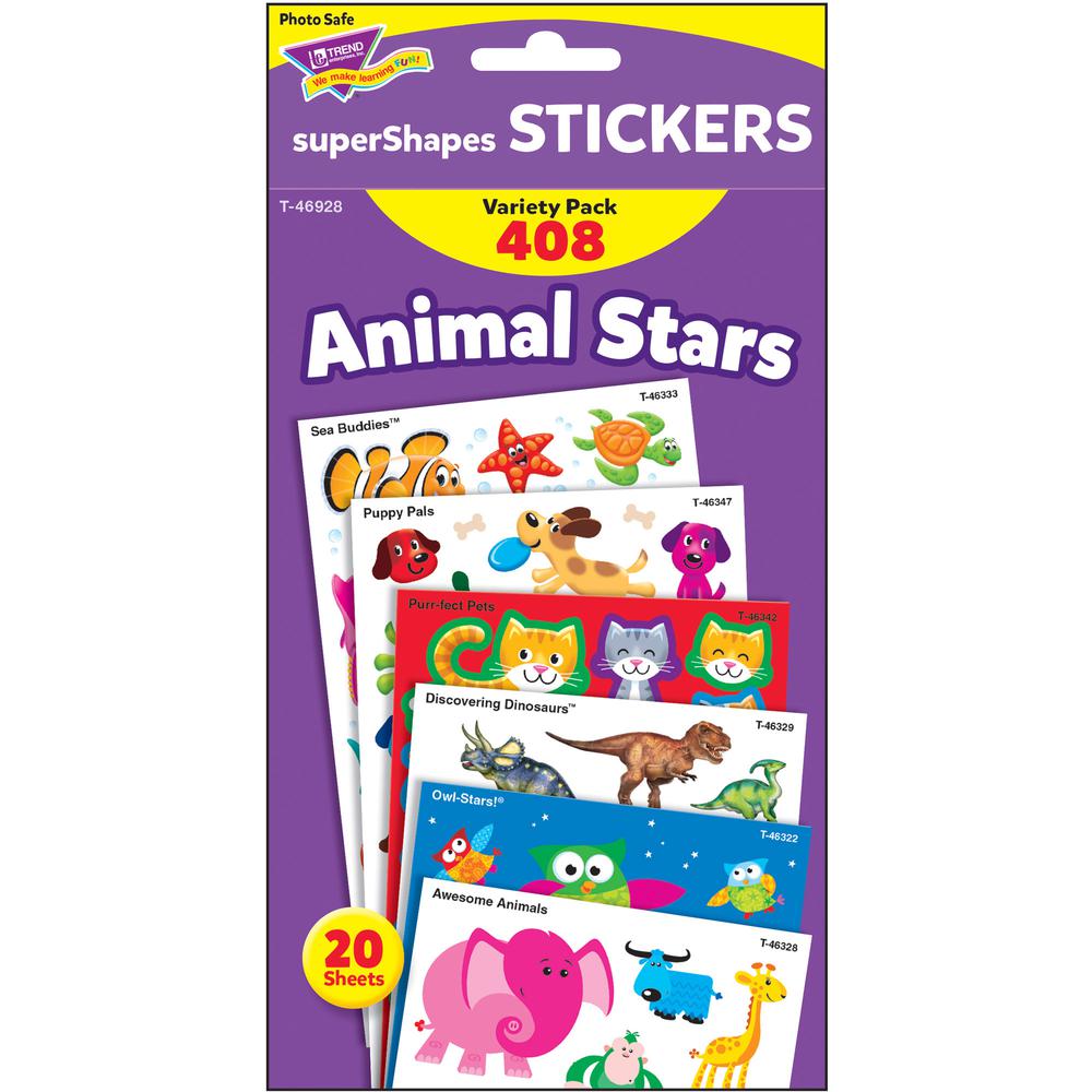 Trend Animal Fun Stickers Variety Pack - Fun, Animal Theme/Subject - Photo-safe, Non-toxic, Acid-free - 8" Height x 4.13" Width x 6.63" Length - Multicolor - 488 / Pack. Picture 3