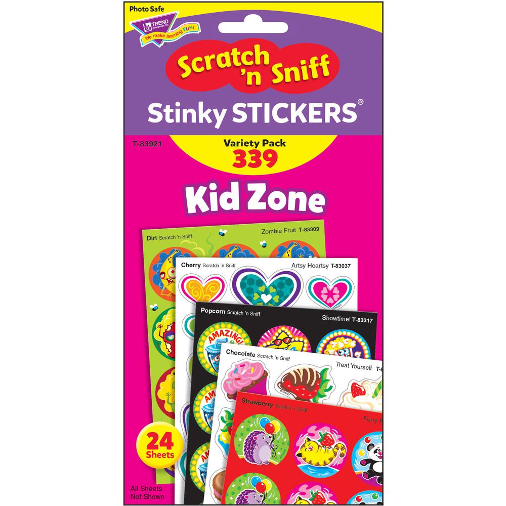 Trend Kid Zone Scratch 'n Sniff Stinky Stickers - Acid-free, Non-toxic, Photo-safe, Scented - 5.88" Height x 4.13" Width x 0.19" Length - Multicolor - 339 / Pack. Picture 4