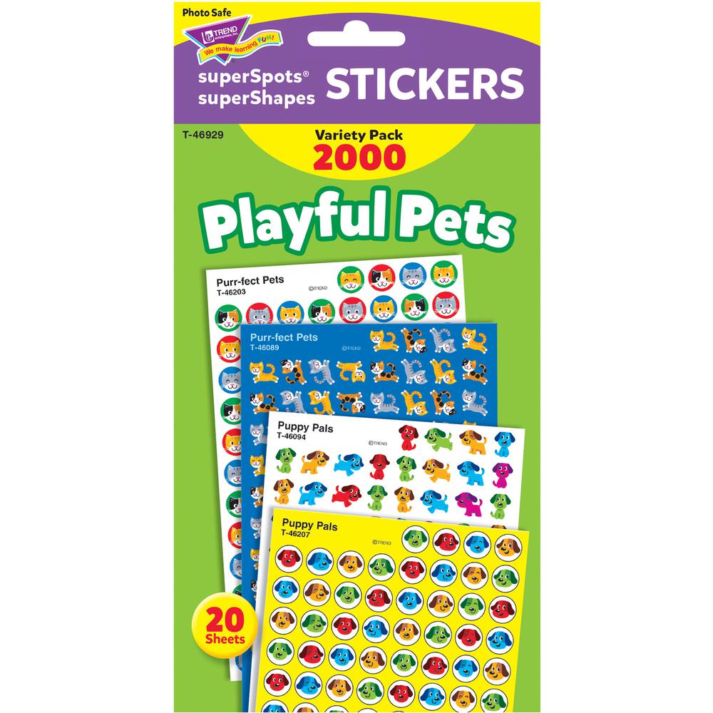 Trend superSpots superShapes Playful Pets Stickers - Acid-free, Non-toxic, Photo-safe - 8" Height x 4.13" Width x 6.63" Length - Multicolor - 2000 / Each. Picture 4