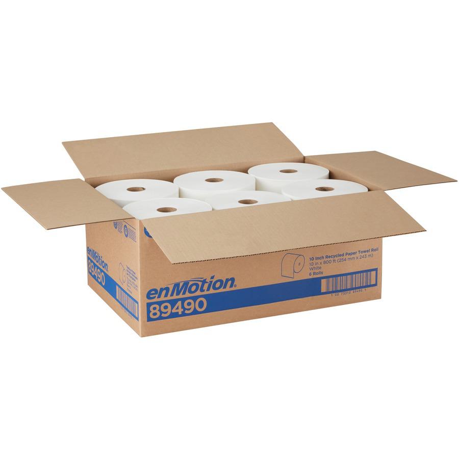 enMotion Paper Towel Rolls, 10" x 800', 40% Recycled, White, Pack Of 6 Rolls - 1 Ply - 10" x 800 ft - 1.75" Core - White - 6 / Carton. Picture 2