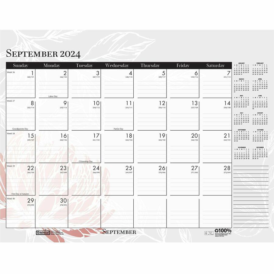 House of Doolittle Wild Flower Monthly Desk Pad - Julian Dates - Monthly - 12 Month - January - December - 1 Month Single Page Layout - Leatherette - Desk Pad - Multi, Black - Leatherette, Chipboard -. Picture 15