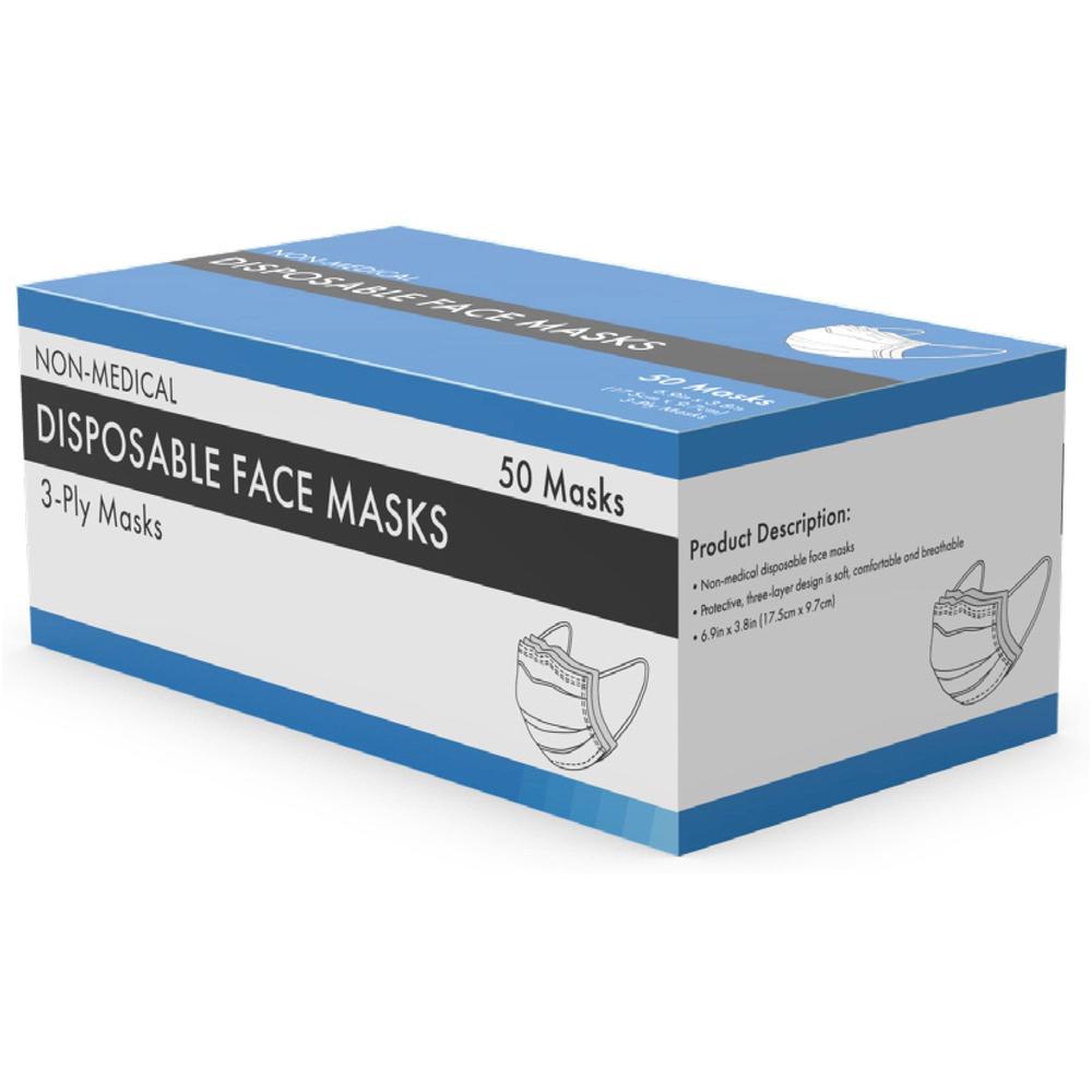 Sourcingpartner 3-ply Disposable Face Mask - Recommended for: Face - Blue - Tear Resistant, Disposable, Comfortable, Earloop Style Mask - 50 / Box. Picture 2