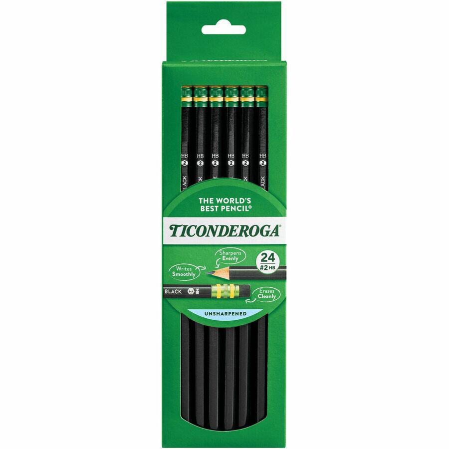 Ticonderoga No. 2 Pencils - #2 Lead - Black Lead - Black Wood Barrel - 24 / Box. Picture 6
