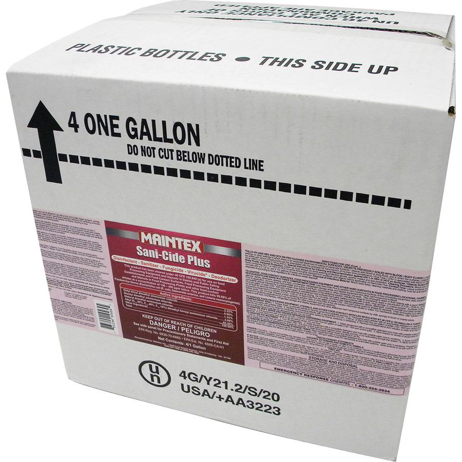 Maintex Sani-Cide Plus No-Rinse Sanitizer - Concentrate - 128 fl oz (4 quart) - Neutral Scent - 4 / Carton - Red. Picture 2