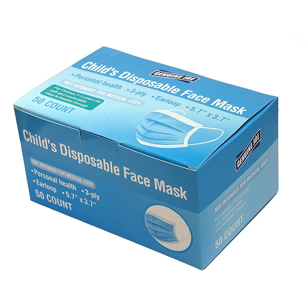 Special Buy Child Face Mask - Recommended for: Face - Blue - Disposable, Comfortable, Soft, Pleated, Earloop Style Mask, Latex-free - 50 / Box. Picture 4
