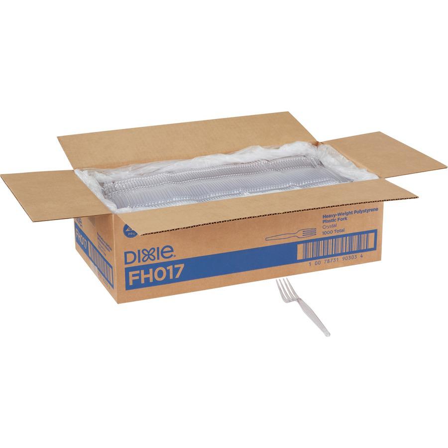 Dixie Heavyweight Plastic Cutlery - 1000/Carton - Fork - 1 x Fork - Breakroom - Disposable - Clear. Picture 2