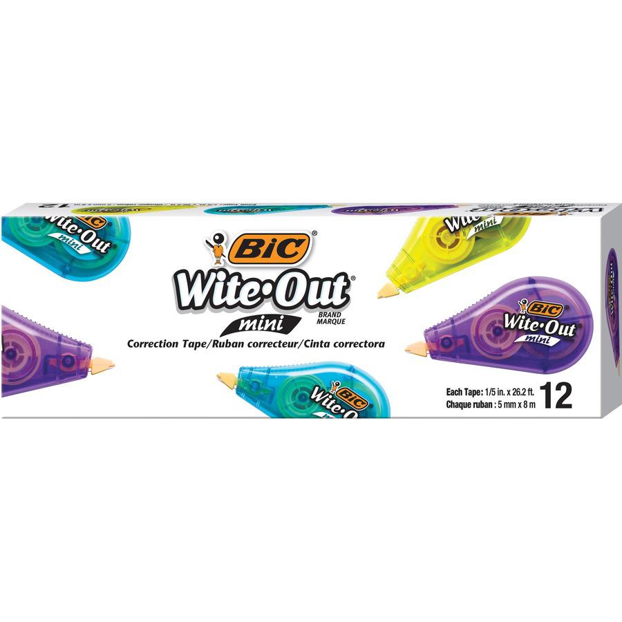 Wite-Out Mini Correction Tape Pack - 0.20" Width x 314.40 ft Length - 1 Line(s)Translucent Dispenser - Smooth, Compact, Ambidextrous, Easy to Use, Non-refillable, Tear Resistant - 12 / Pack - White - . Picture 4
