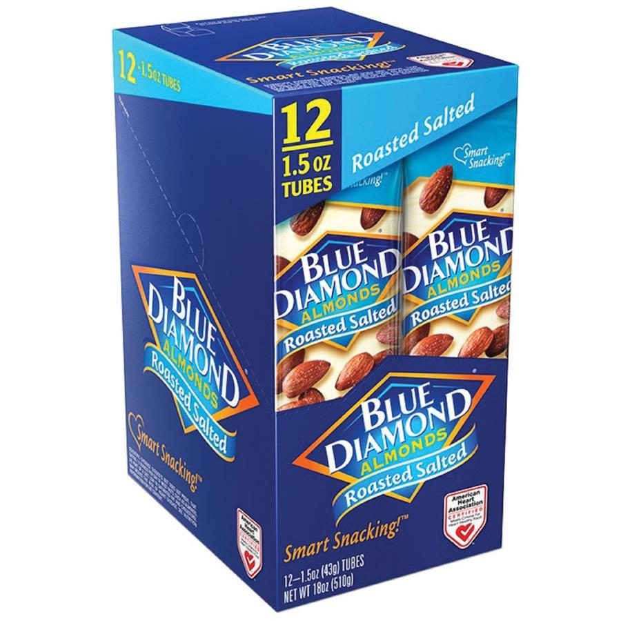 BlueDiamond Roasted Salted Almonds - Roasted & Salted - 1.50 oz - 12 / Box. Picture 4