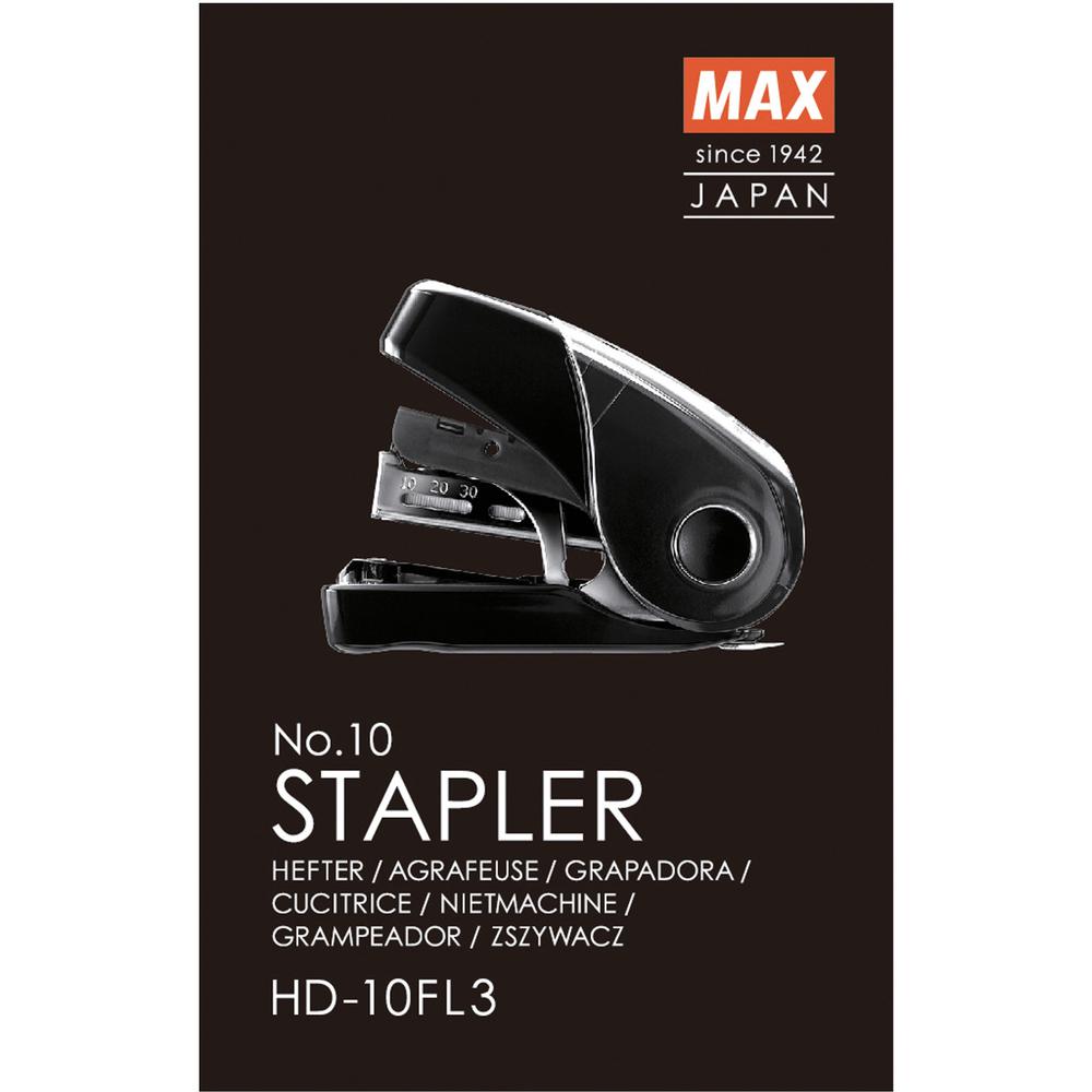 MAX Flat Clinch Mini Stapler - 25 Sheets Capacity - 1 Each - Black. Picture 4