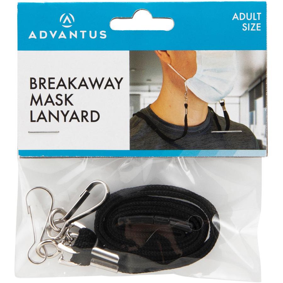 Advantus Face Mask Lanyard - 10 / Pack - 30" Length - Black. Picture 12