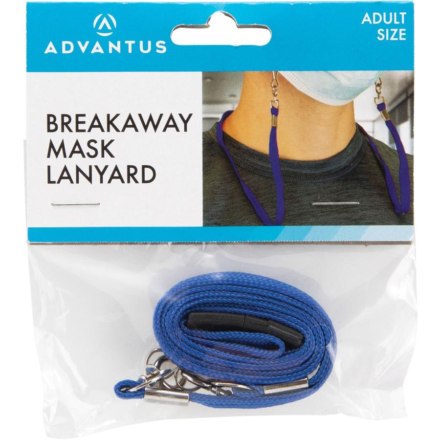 Advantus Face Mask Lanyard - 10 / Pack - 30" Length - Blue. Picture 7