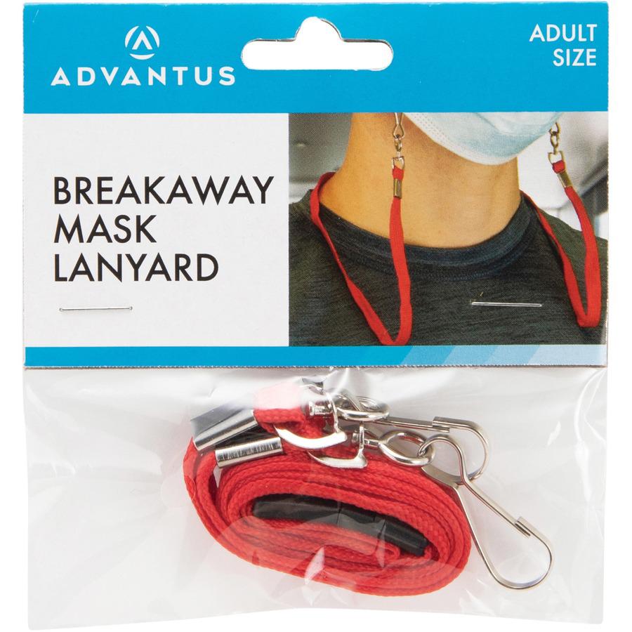 Advantus Face Mask Lanyard - 10 / Pack - 30" Length - Red. Picture 9