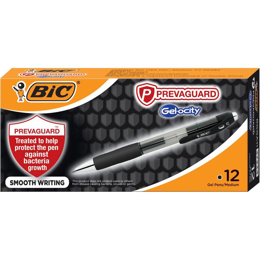 BIC PrevaGuard Gel-ocity Gel Pen - 0.7 mm Pen Point Size - Black Gel-based Ink - 1 / Dozen. Picture 2