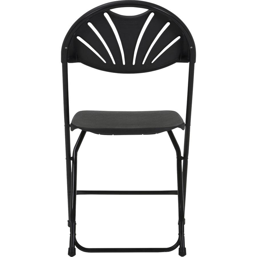 Dorel Zown Premium Fan Back Folding Chair - Black Seat - Black Polyethylene Back - Black Powder Coated Steel Frame - Four-legged Base - 8 / Carton. Picture 12