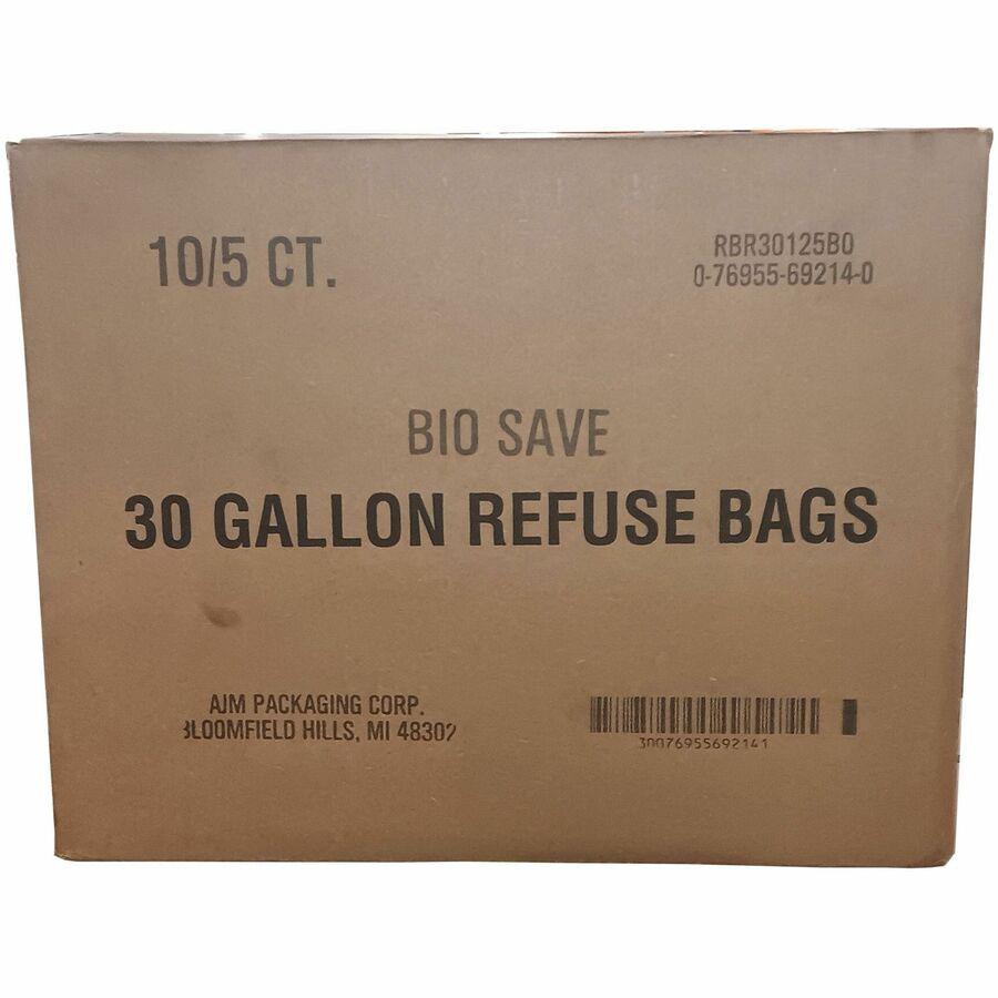 AJM Bio-Save 30-gallon Lawn & Leaf Bags - 30 gal Capacity - 16" Width x 12" Length - Brown - Kraft - 50/Carton - Waste Disposal - Recycled. Picture 4