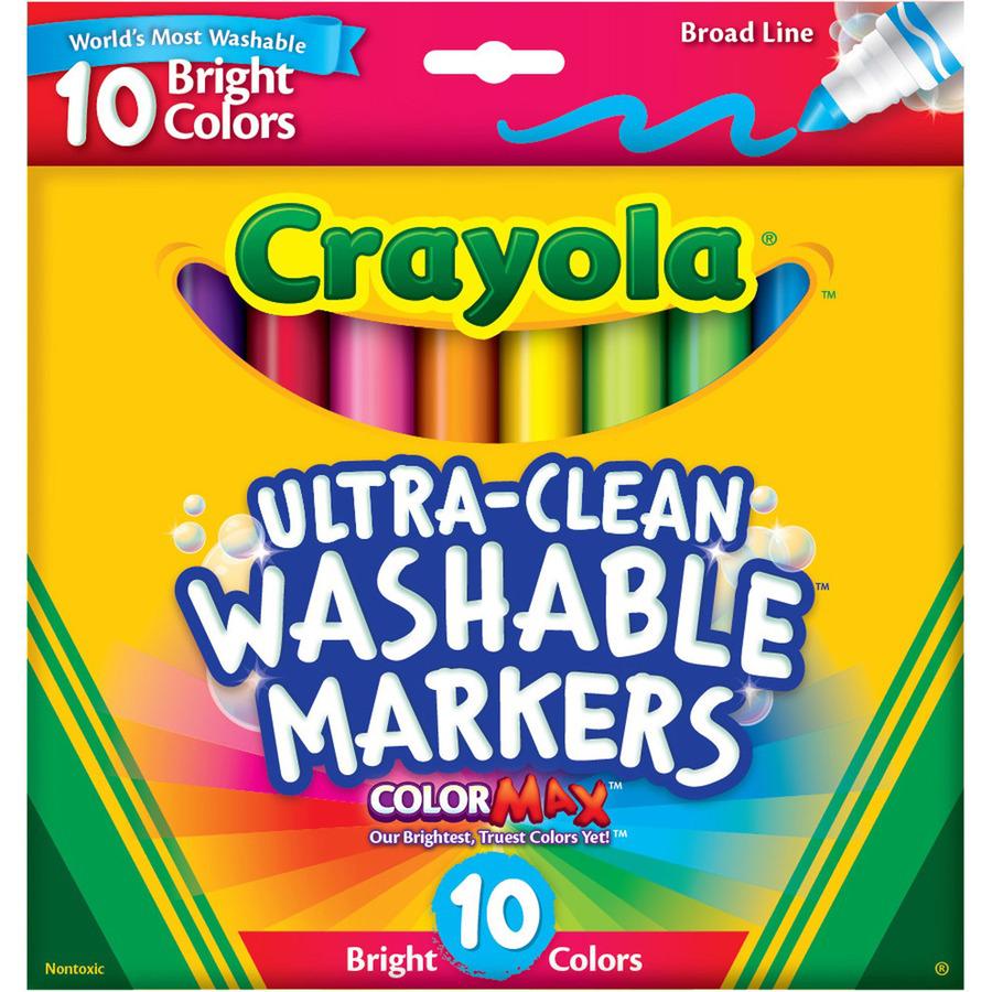 Crayola Tropical Colors Pack Washable Markers - Broad Marker Point - Conical Marker Point Style - Plum, Golden Yellow, Azure, Copper, Emerald, Teal, Pumpkin, Raspberry, Kiwi, Primrose - 10 / Pack. Picture 4