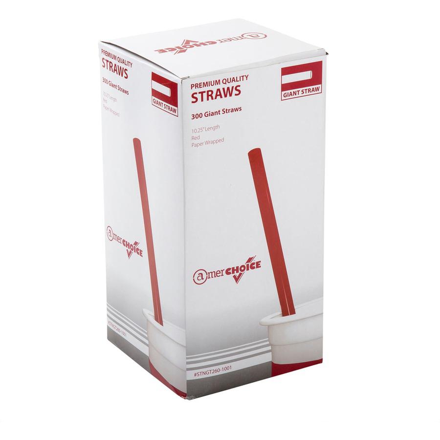 Banyan Giant Red Straws - Wrapped - 10.3" Length - 1200 / Carton - Red. Picture 6