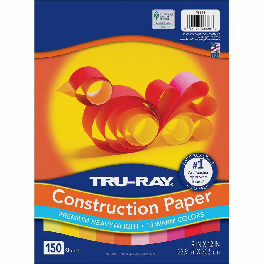 Tru-Ray Construction Paper - Construction, Art Project, Craft Project - 9"Width x 12"Length - 12 / Carton - Orange, Yellow, Electric Orange, Pink, Shocking Pink, Light Yellow, Pumpkin, Gold, Festive R. Picture 4