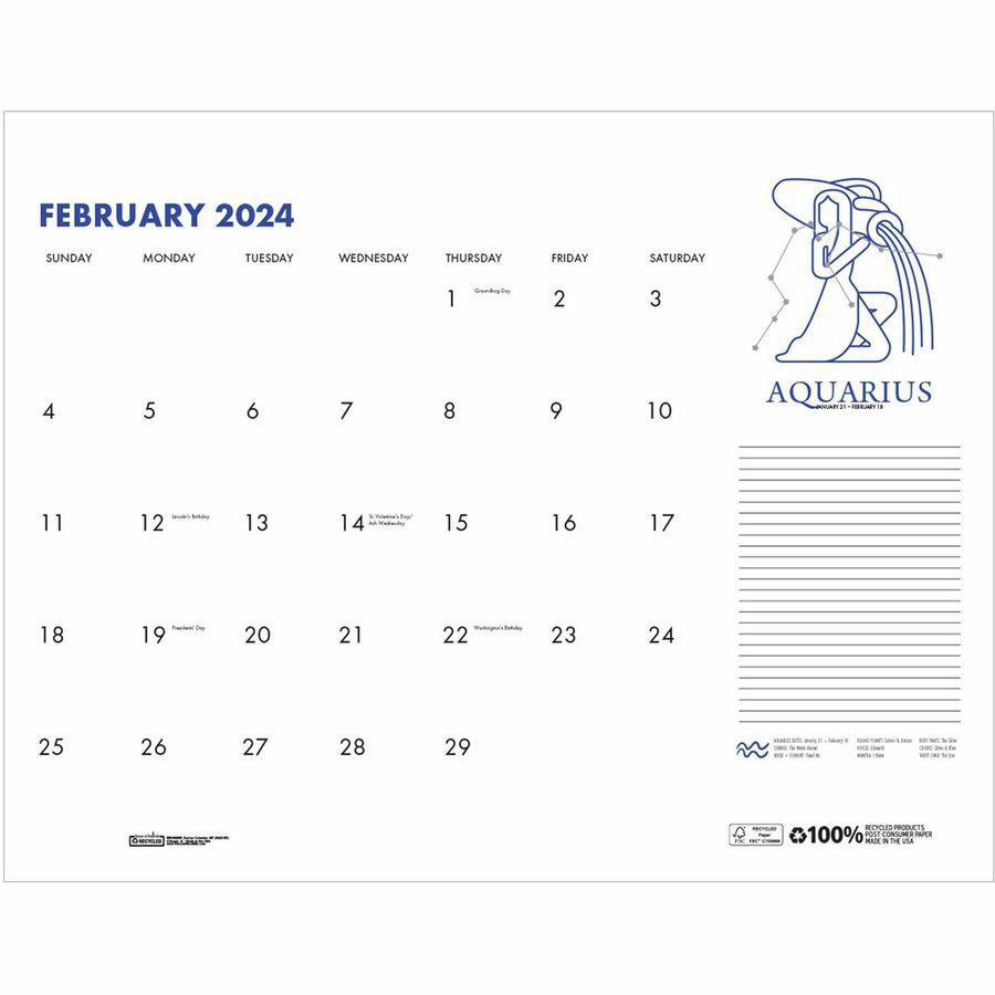 House of Doolittle Zodiac Monthly Desk Pad Calendar - Julian Dates - Monthly - 12 Month - January - December - 1 Month Single Page Layout - 18 1/2" x 13" Sheet Size - Headband - Desk Pad - Black, Mult. Picture 15