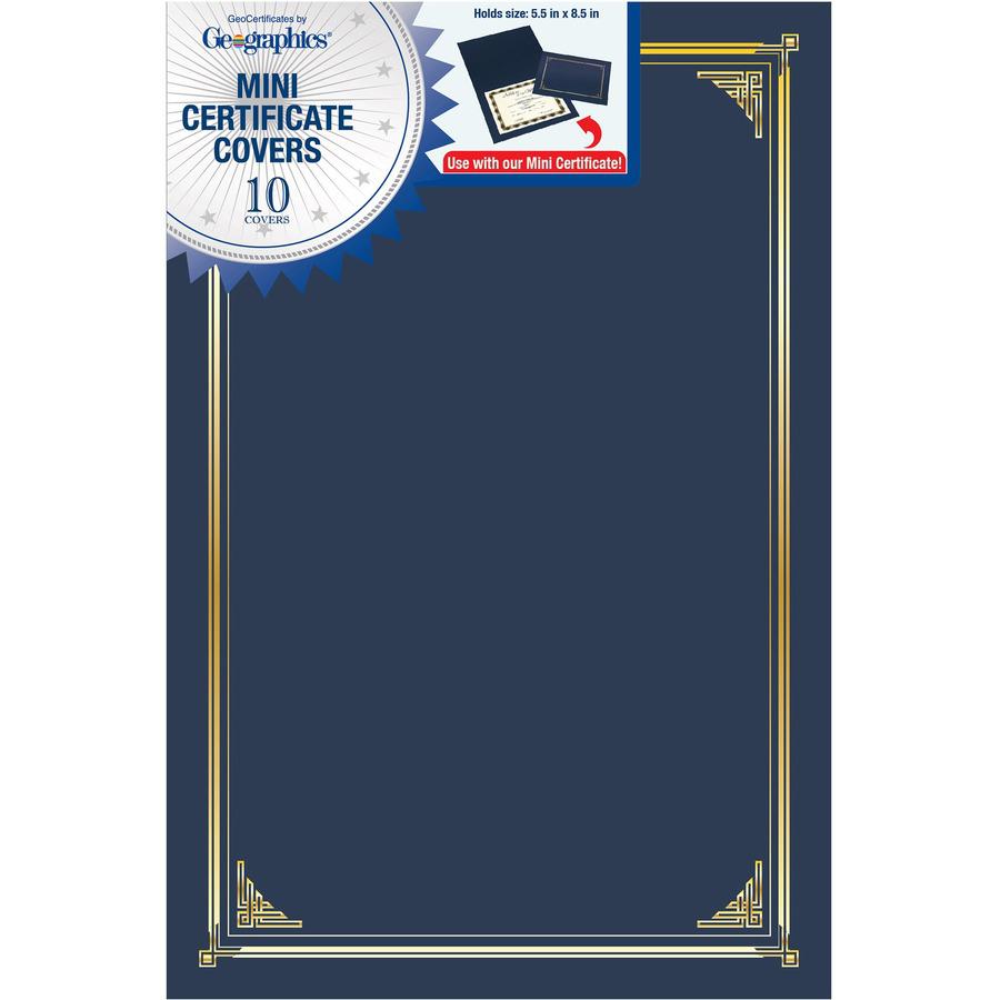 Geographics Certificate Holder - Linen - Gold Foil, Navy Blue - 10 / Pack. Picture 3