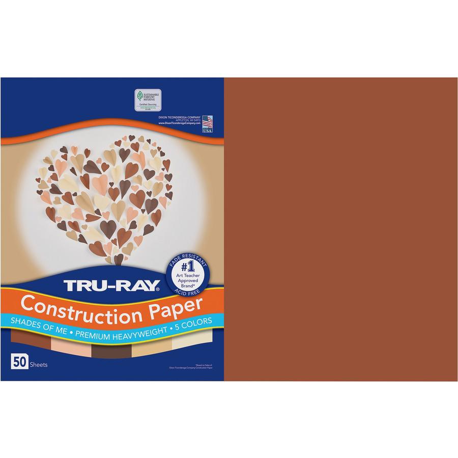Tru-Ray Construction Paper - Art Project, Craft Project - 12"Width x 18"Length - 76 lb Basis Weight - 50 / Pack - Assorted - Fiber, Sulphite. Picture 3