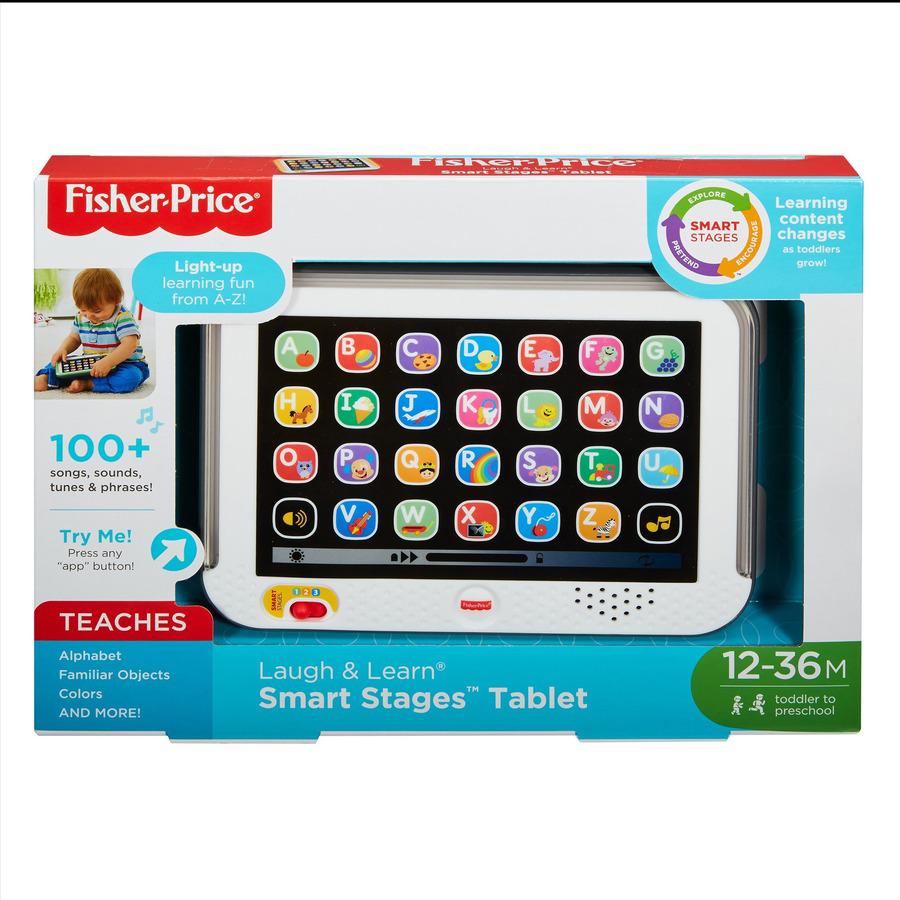 Fisher-Price Pretend Tablet Learning Toy With Lights And Music, Gray, Baby And Toddler Toy - Skill Learning: Music, Light, Sound, Letter, Word, Songs - 1-3 Year - Gray. Picture 3