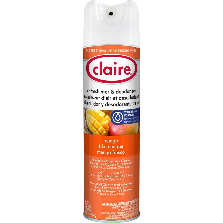 Claire Water-Based Air Freshener - Spray - 16 oz - Mango - 12 / Dozen - Residue-free, Non-staining, Ozone-safe, Odor Neutralizer, Recyclable. Picture 2