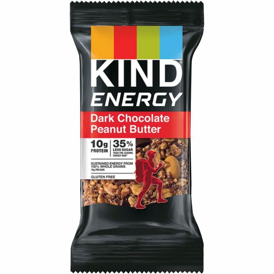 KIND Energy Bars - Trans Fat Free, Gluten-free, Individually Wrapped - Dark Chocolate Peanut Butter - 2.10 oz - 6 / Box. Picture 2