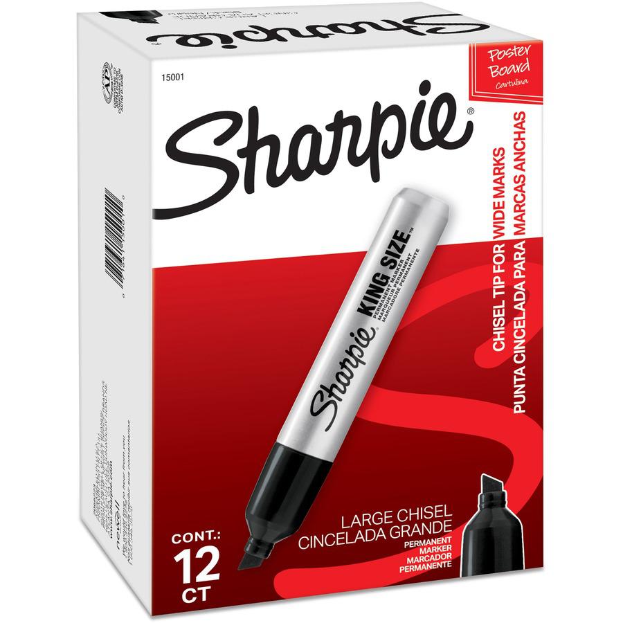 Sharpie King Size Permanent Markers - Bold Marker Point - Chisel Marker Point Style - Black - Plastic Barrel - 12 / Dozen. Picture 5