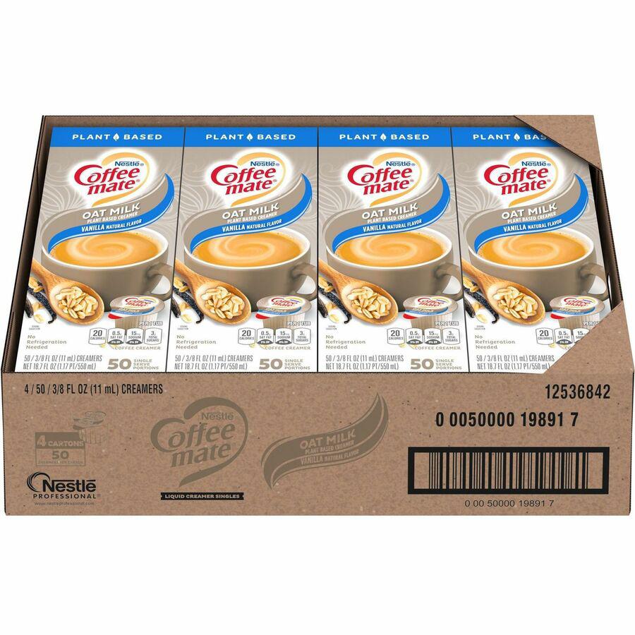 Coffee mate Oat Milk Vanilla Liquid Creamer Singles - Vanilla Flavor - 0.38 fl oz (11 mL) - 4/Carton - 50 Per Box. Picture 2