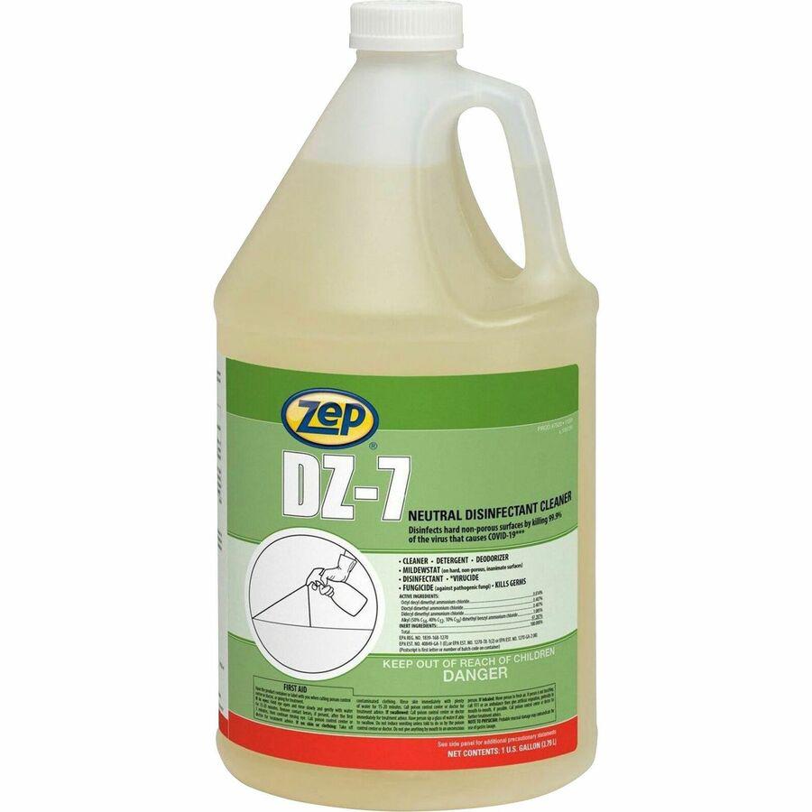 Zep Commercial DZ-7 Neutral Disinfectant Cleaner - 128 fl oz (4 quart) - Neutral Scent - 4 / Carton - Virucidal, Bactericide, Fungicide, Mildewstatic, pH Neutral, Phosphate-free, Butyl-free, APE-free . Picture 2