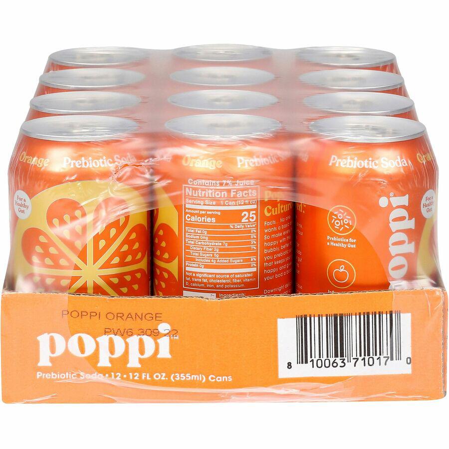 Poppi Orange-Flavored Prebiotic Soda - Ready-to-Drink - 12 fl oz (355 mL) - 12 / Carton. Picture 2