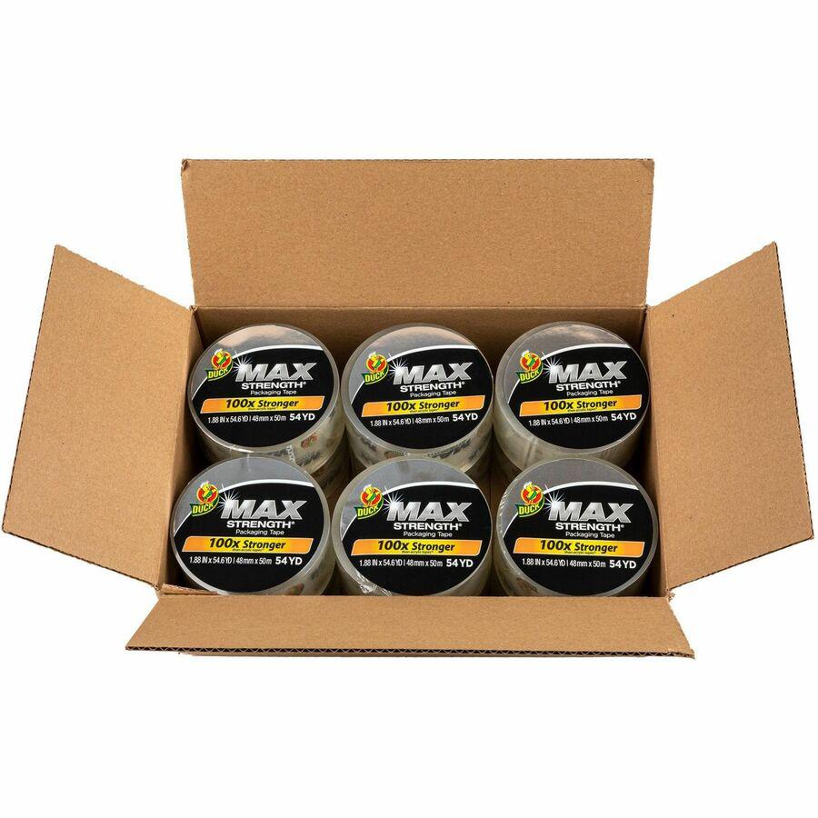 Duck Max Strength Packaging Tape - 54.60 yd Length x 1.88" Width - Damage Resistant - For Packaging, Shipping, Moving, Storage, Box, Home, Office, Project, Sealing - 12 / Pack - Clear. Picture 2