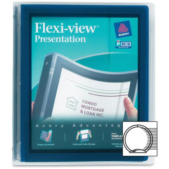 Avery&reg; Flexi-View 3 Ring Binder - 1" Binder Capacity - Letter - 8 1/2" x 11" Sheet Size - 175 Sheet Capacity - 3 x Round Ring Fastener(s) - 1 Pocket(s) - Polypropylene - Pocket, Flexible, Durable,. Picture 3
