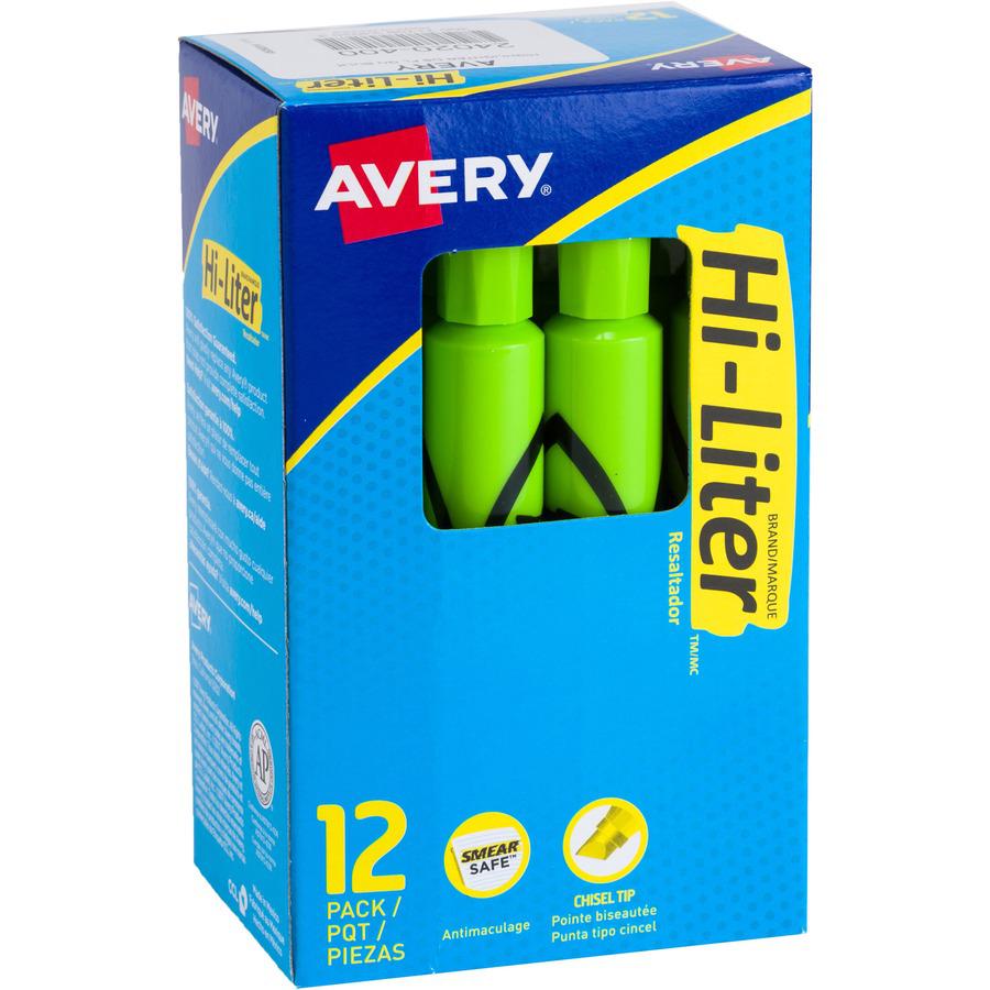 Avery&reg; Desk-Style, Fluorescent Green, 1 Count (24020) - Chisel Marker Point Style - Refillable - Fluorescent Green Water Based Ink - Green Barrel - 1 Dozen. Picture 2