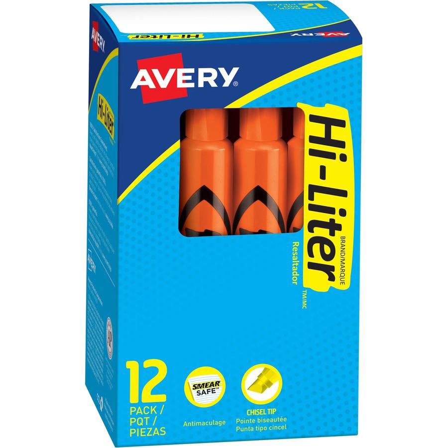 Avery&reg; Desk-Style, Fluorescent Orange, 1 Count (24050) - Chisel Marker Point Style - Fluorescent Orange Water Based Ink - Orange Barrel - 1 Dozen. Picture 2