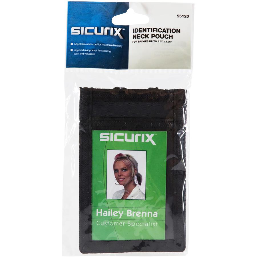SICURIX Carrying Case (Pouch) for Business Card - Vertical - Nylon - 3" Height x 4" Width - Black. Picture 7