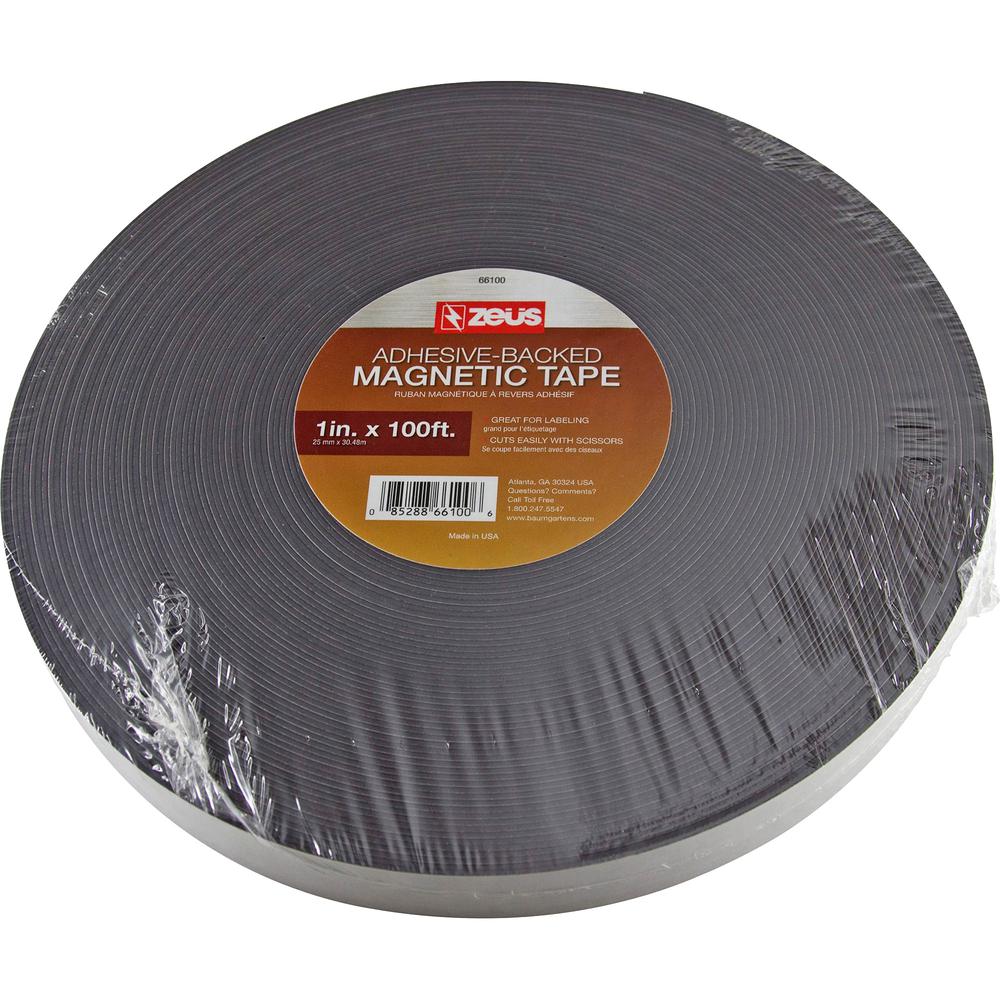 Zeus Magnetic Tape - 33.33 yd Length x 1" Width - Magnet - Adhesive Backing - For Sign, Photo - 1 / Roll - Black. Picture 3