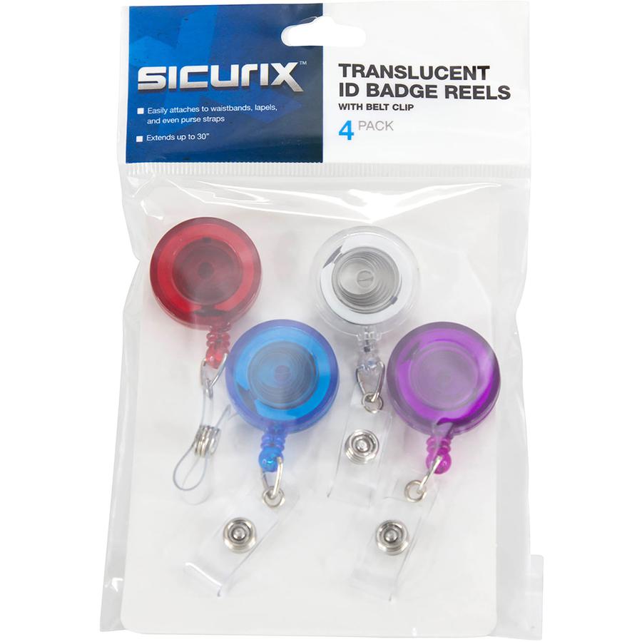SICURIX ID Card Reel With Belt Clip - Plastic - 4 / Pack - Assorted. Picture 5